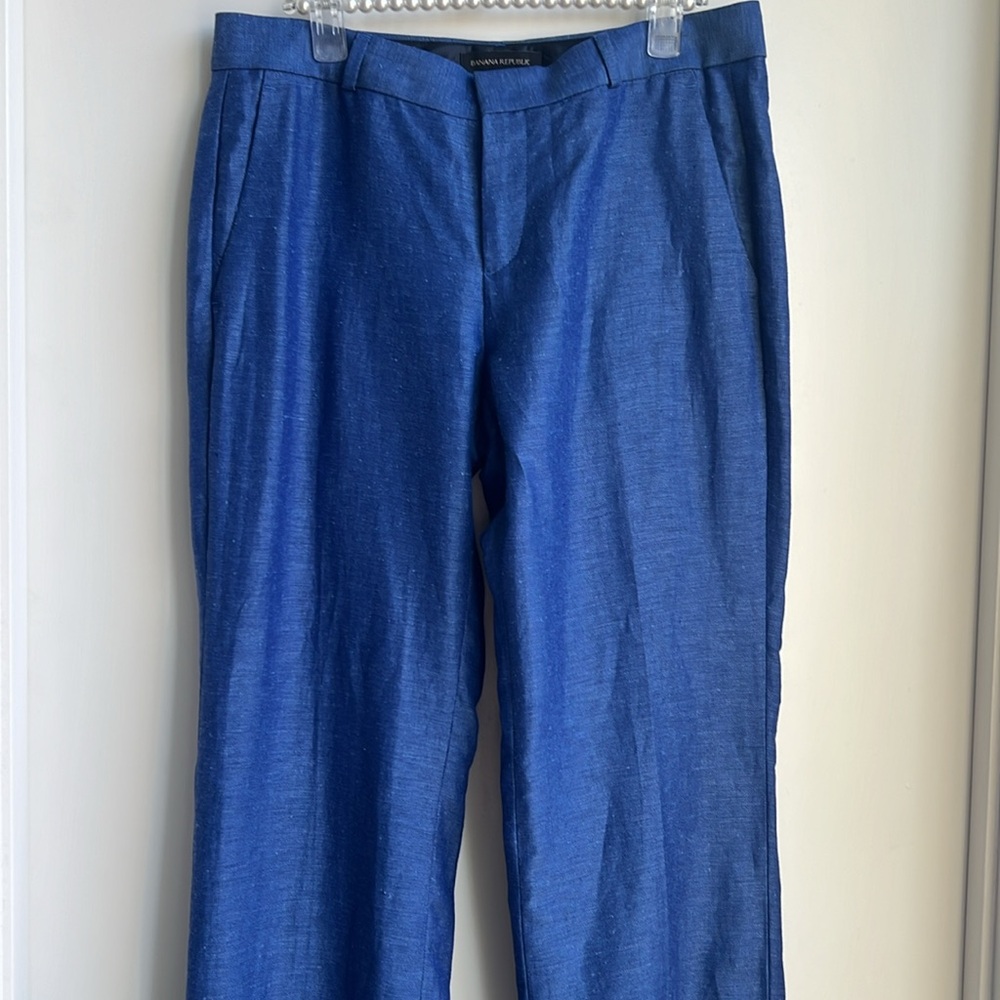Banana Republic Logan-Fit Linen-Blend Pants Royal Blue - Picture 6 of 14